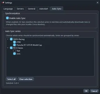 Einstellungen: Auto-Sync