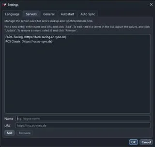Einstellungen: Server